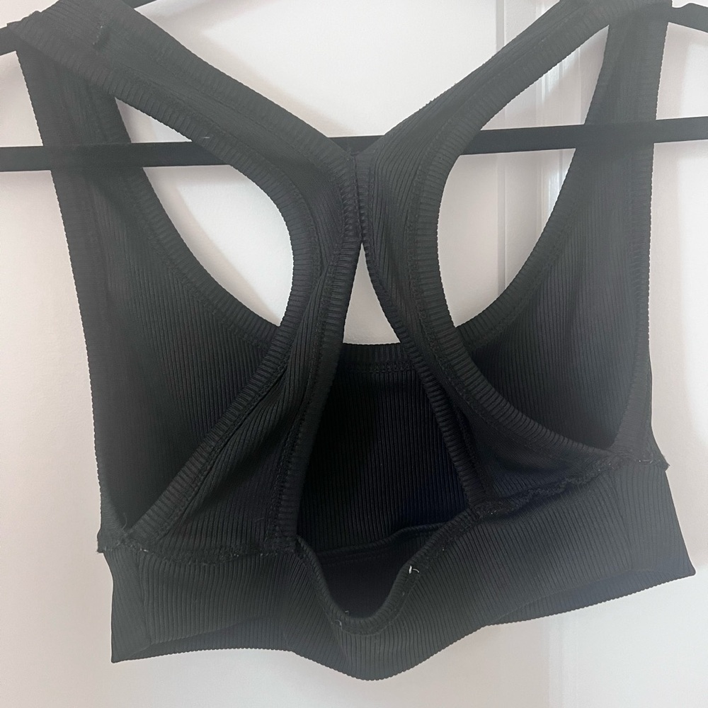 Zara Raceback Black Ribbed Cropped Top Size Large - Picture 5 of 12